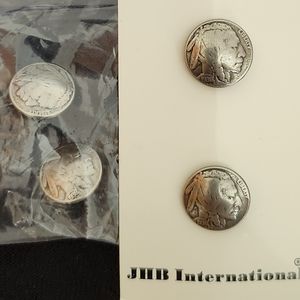 VTG 1989s Faux Five Cents Coin American Indian Button Lot of 4